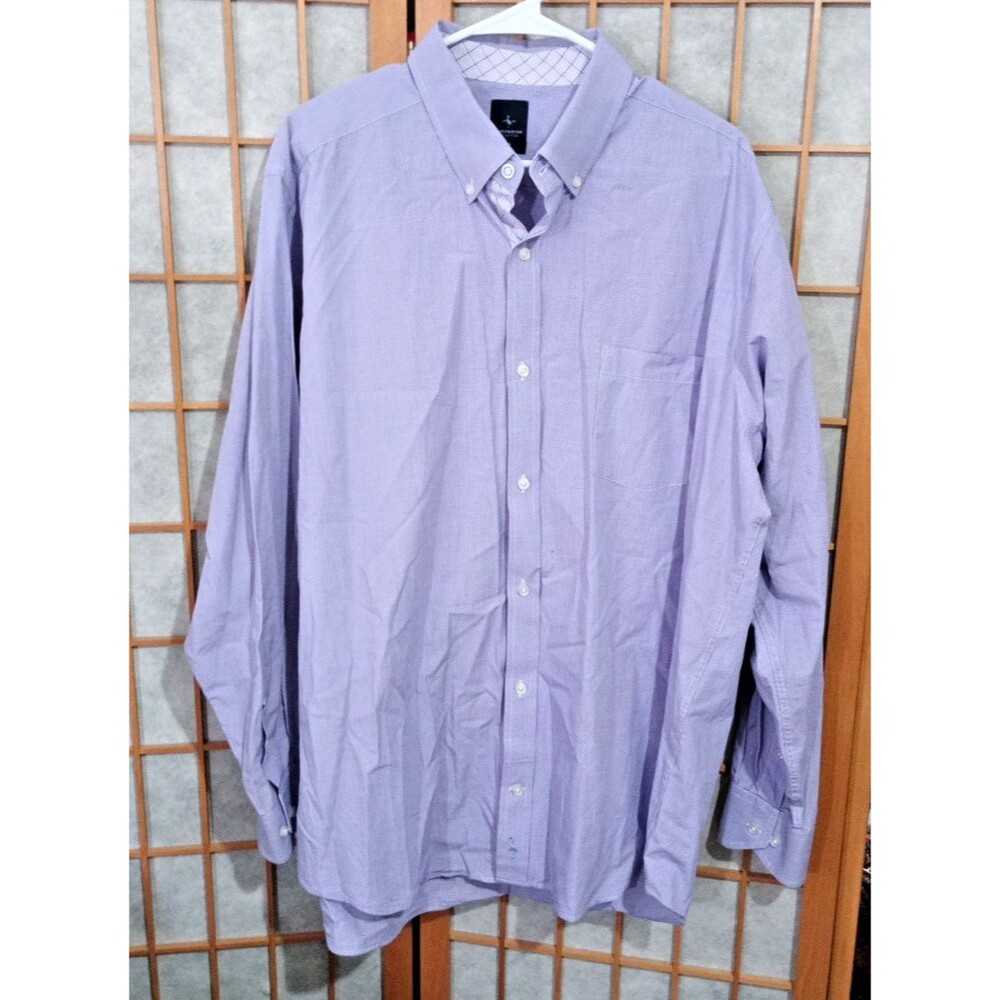 TailorByrd XXL Mens Lavender Check Button Down Dress Shirt 100% Cotton